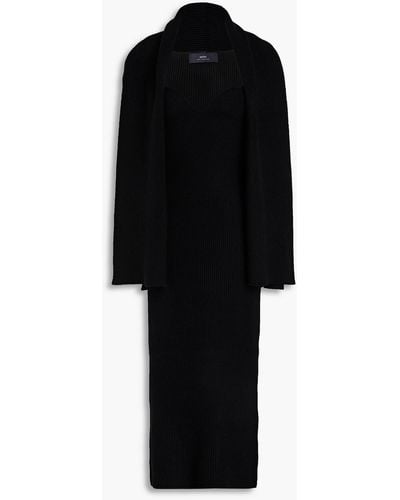 arch4 Coco Ribbed Cashmere Midi Dress - Black