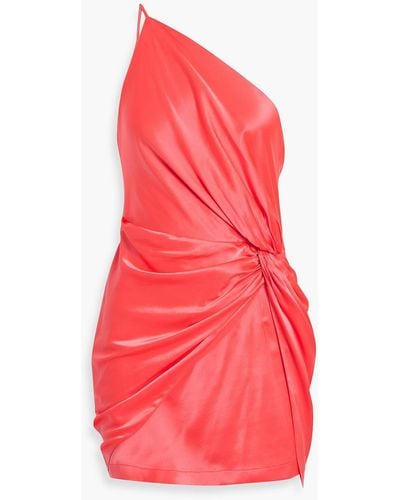 Michelle Mason One-shoulder Twisted Silk-satin Mini Dress - Red