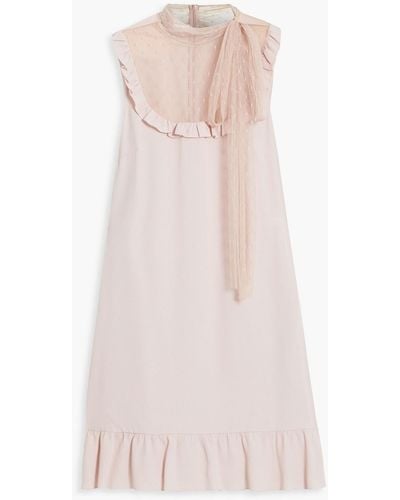 RED Valentino Pussy-bow Point D'esprit-paneled Crepe Mini Dress - Pink