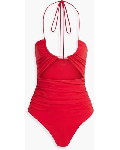 Magda Butrym Cutout Halterneck Swimsuit - Red