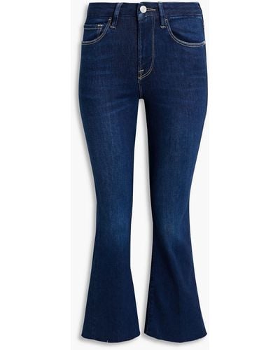 FRAME Cropped Faded Denim Bootcut Jeans - Blue