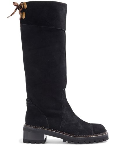 See By Chloé Lace-up Suede Boots - Black