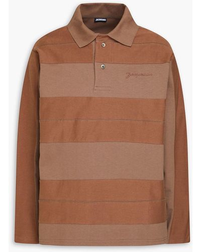 Jacquemus Raye Striped Cotton-jersey Polo Shirt - Brown