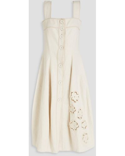 Gentry Portofino Cotton And Linen-blend Canvas Midi Dress - Natural