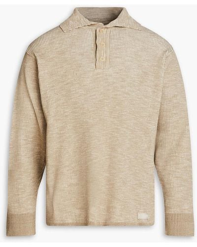 Jacquemus Teramo Ribbed Cotton-blend Polo Sweater - Natural