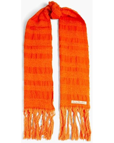 Acne Studios Vaiano Striped Bouclé-tweed Scarf - Orange
