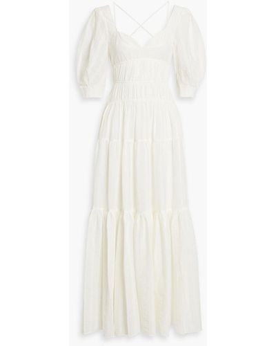 Jonathan Simkhai Wilder Tiered Gathered Cotton-blend Gauze Maxi Dress - White