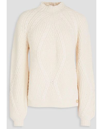 Maje Cable-knit Turtleneck Sweater - Natural