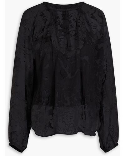 Rag & Bone Yuni bluse aus devoré-chiffon aus einer seidenmischung - Schwarz