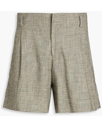 John Elliott Pleated Cotton-blend Shorts - Gray