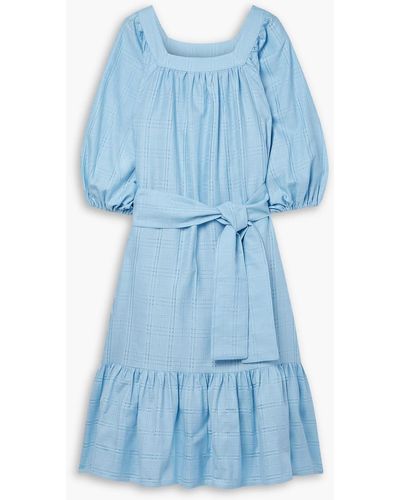 Lisa Marie Fernandez Laure Linen-blend Jacquard Midi Dress - Blue