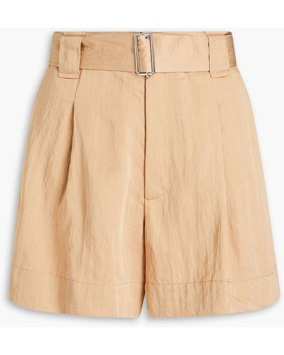 A.L.C. Grayson Pleated Crepe Shorts - Natural