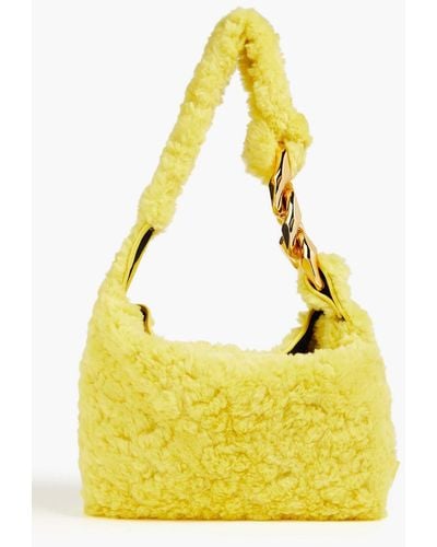 JW Anderson Chain-embellished Faux Fur Shoulder Bag - Yellow