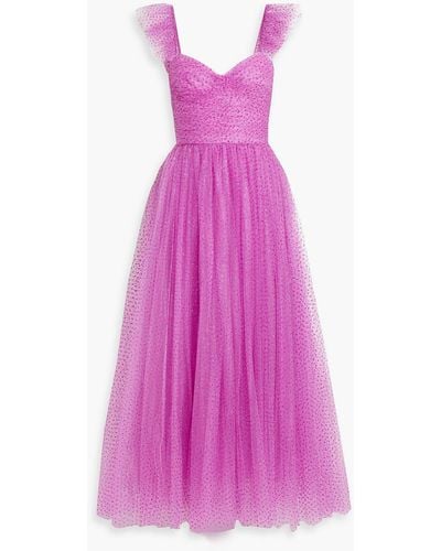 Monique Lhuillier Glittered Tulle Gown - Pink
