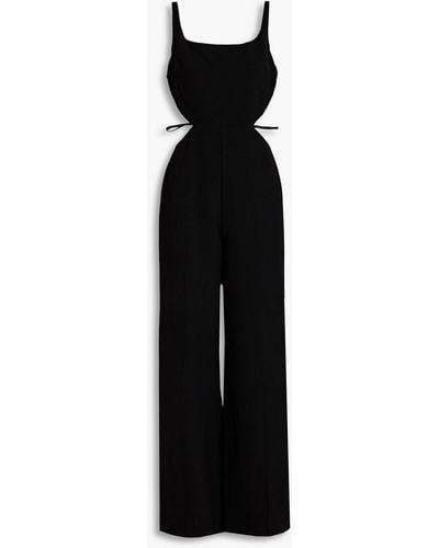 Halston Liliana Cutout Crepe De Chine Jumpsuit - Black