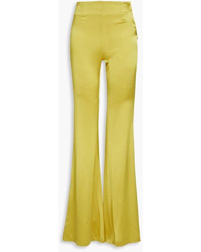 Galvan London Satin Flared Trousers - Yellow