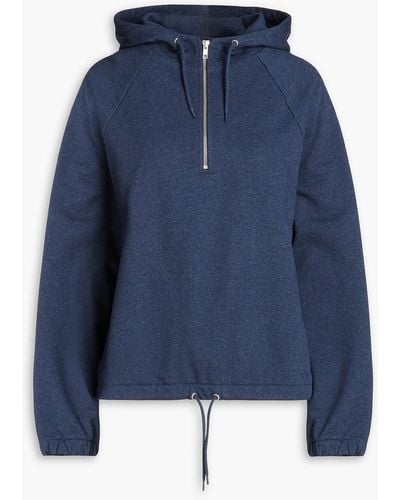 A.P.C. Embroidered French Cotton-terry Half-zip Hoodie - Blue