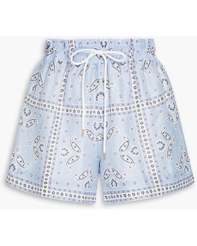 Sandro Judy Paisley-print Linen-blend Shorts - Blue