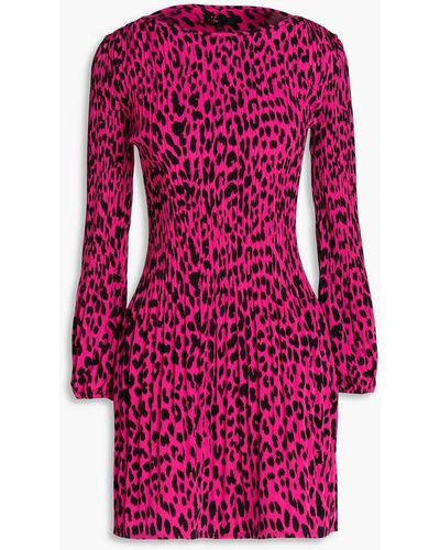 Maje Leopard-print Woven Mini Dress - Pink