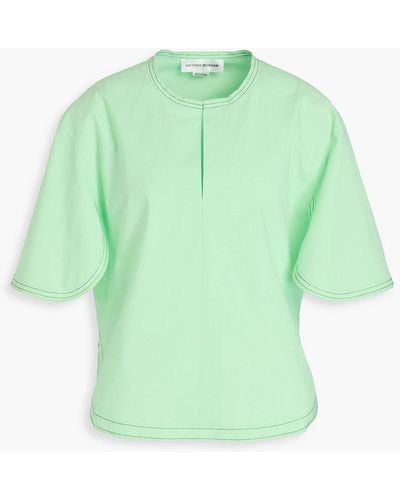 Victoria Beckham Cotton-blend Poplin Top - Green