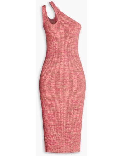 REMAIN Birger Christensen Mila One-shoulder Cutout Ribbed-knit Dress - Pink