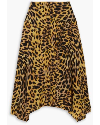 Stella McCartney Naya Leopard-print Silk Crepe De Chine Midi Skirt - Natural