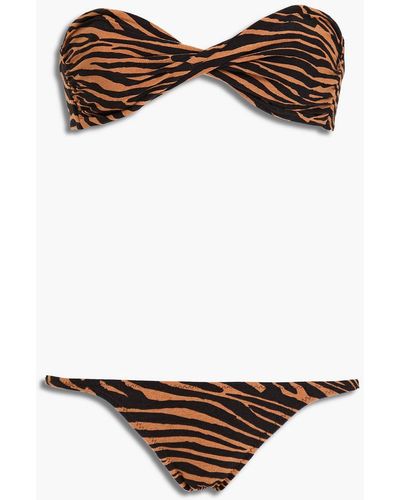 Lisa Marie Fernandez Twist-front Zebra-print Bandeau Bikini - Multicolour