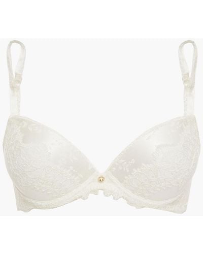 Lise Charmel Précieux Diadème Soie Embroidered Tulle And Satin-jacquard Push-up Bra - White