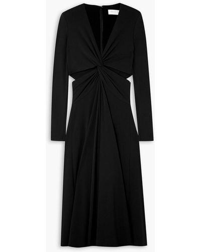 Michael Kors Twist-front Cutout Jersey Midi Dress - Black