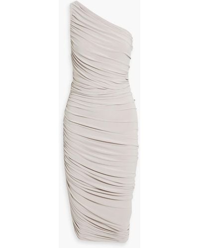 Norma Kamali Diana One-shoulder Ruched Stretch-jersey Dress - White