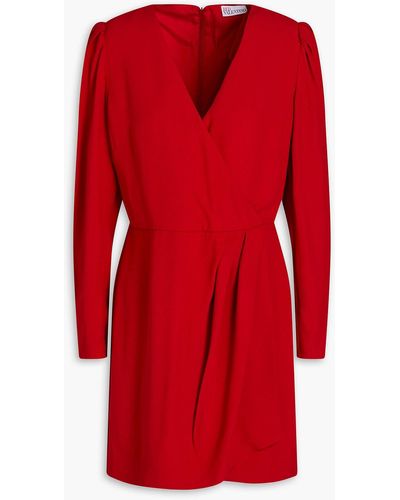 RED Valentino Wrap-effect Pleated Crepe Mini Dress - Red