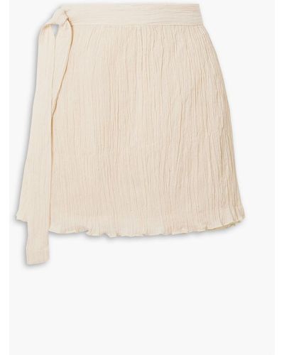 Savannah Morrow Hayi Crinkled Cotton-gauze Wrap Mini Skirt - Natural