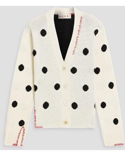 Marni Cardigan aus jacquard-strick aus wolle mit polka-dots - Natur