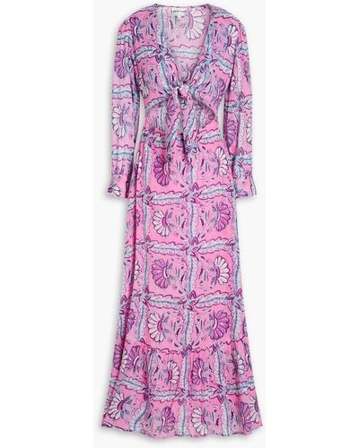 Antik Batik Hupa Gathered Printed Cotton-voile Maxi Dress - Purple