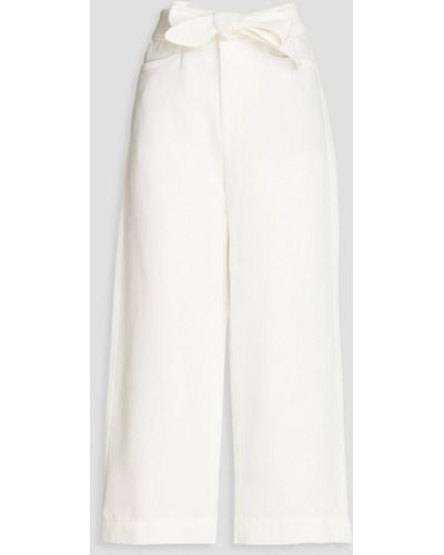 Vince Cotton And Linen-blend Chambray Culottes - White