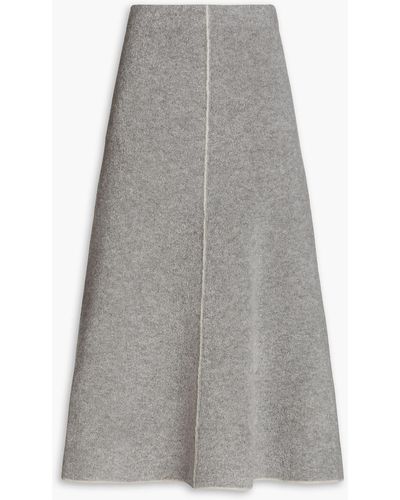 JOSEPH Mélange Bouclé-knit Midi Skirt - Grey