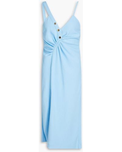 Sandro Esmee Asymmetric Piqué Midi Dress - Blue