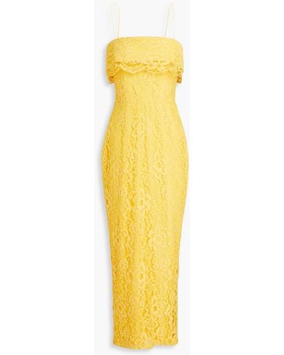 Rasario Cotton-blend Corded Lace Midi Dress - Yellow