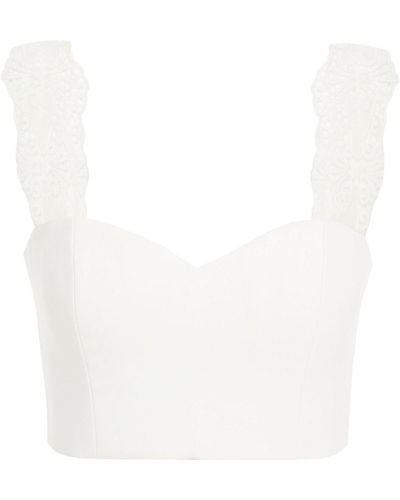 Catherine Deane Myra Lace-trimmed Cropped Bustier Top - White