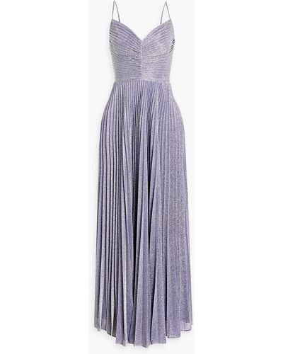 Halston Maycee Pleated Metallic Jersey Gown - Purple
