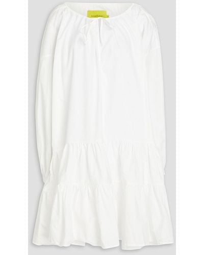 Marques'Almeida Gathered Cotton-poplin Mini Dress - White