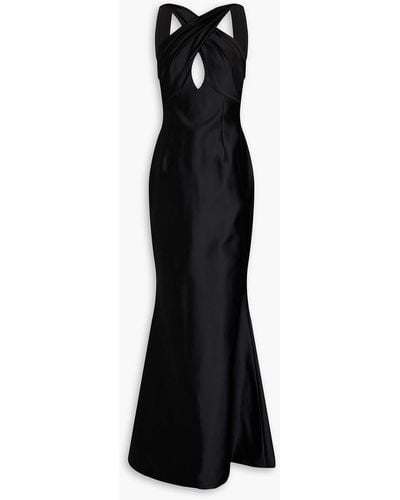 Rasario Cutout Satin Gown - Black