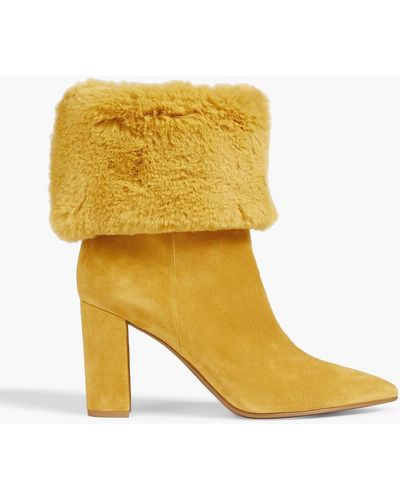 Gianvito Rossi Joanne Faux Fur-trimmed Suede Boots - Yellow