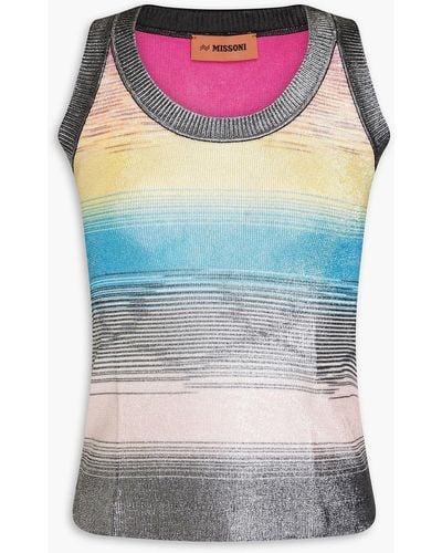 Missoni Metallic Space-dyed Knitted Tank - Blue