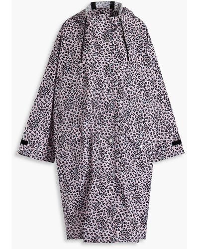 Maje Leopard-print Shell Hooded Raincoat - Purple
