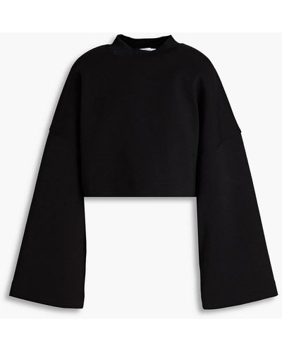 FRAME Cropped Cotton-blend Jersey Sweatshirt - Black