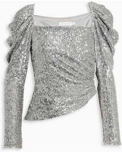 Jonathan Simkhai Allura Ruched Sequined Jersey Top - White