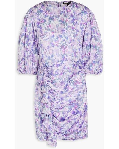 Maje Ruffled Satin Mini Dress - Purple