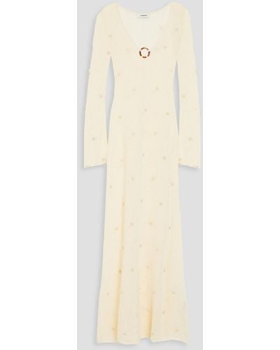 Sandro Ring-embellished Cutout Paper-blend Shell Coverup - Natural