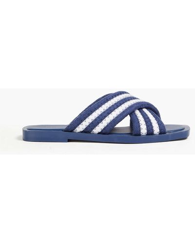 Emporio Armani Striped Woven Slides - Blue